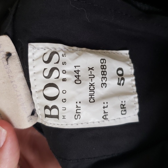 Hugo Boss chuck -u-x virgin wool black, subtle black vertical stripe, men's 34 - Picture 9 of 13